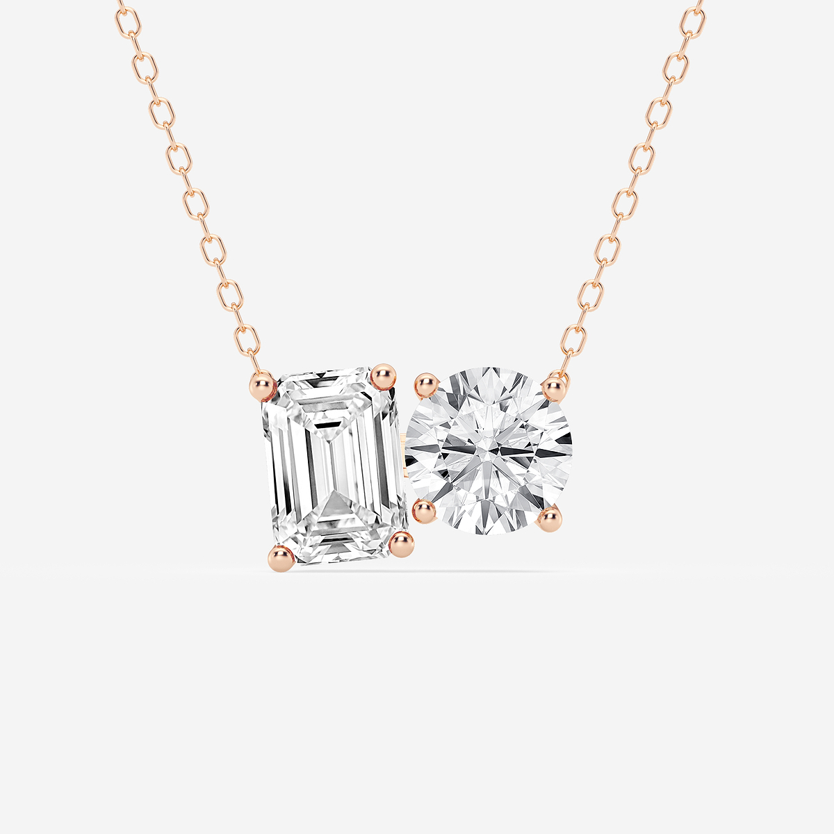 2 3/4 ctw Toi Et Moi Emerald and Round Pendant