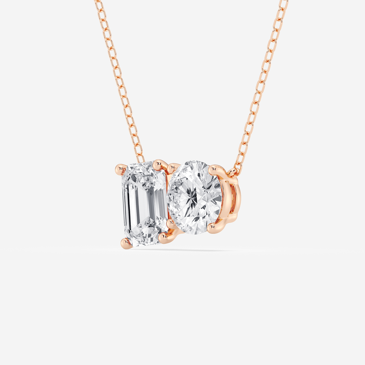 Additional Image 1 for  2 3/4 ctw Toi Et Moi Emerald and Round Pendant