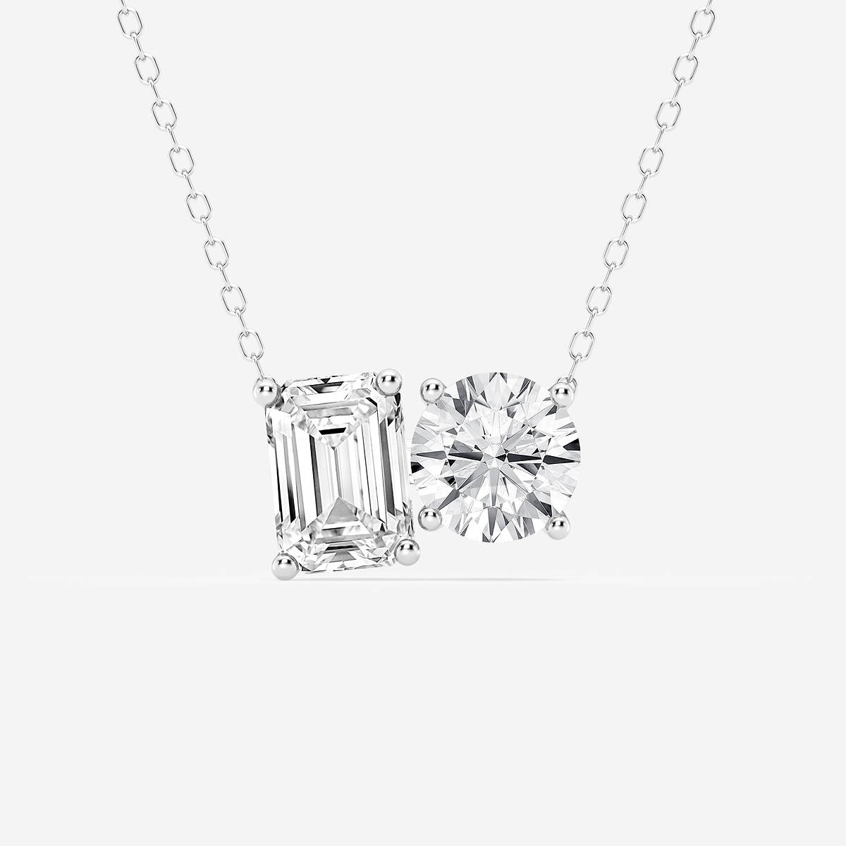 2 3/4 ctw Toi Et Moi Emerald and Round Pendant