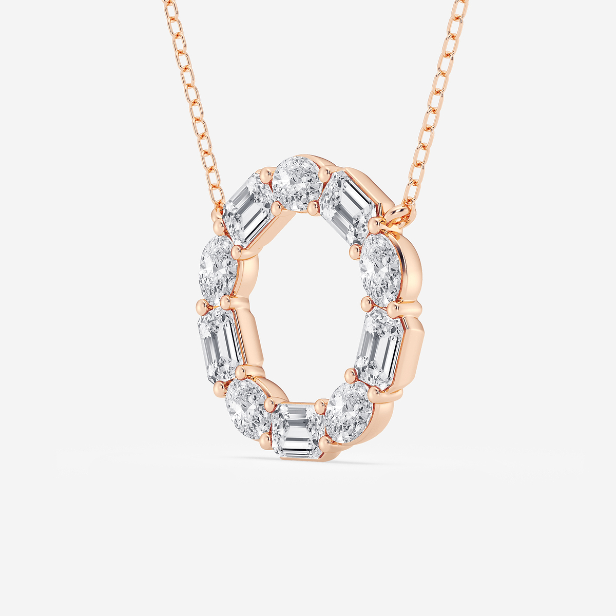 Additional Image 1 for  3 ctw Emerald and Oval Lab Grown Diamond Circle Pendant