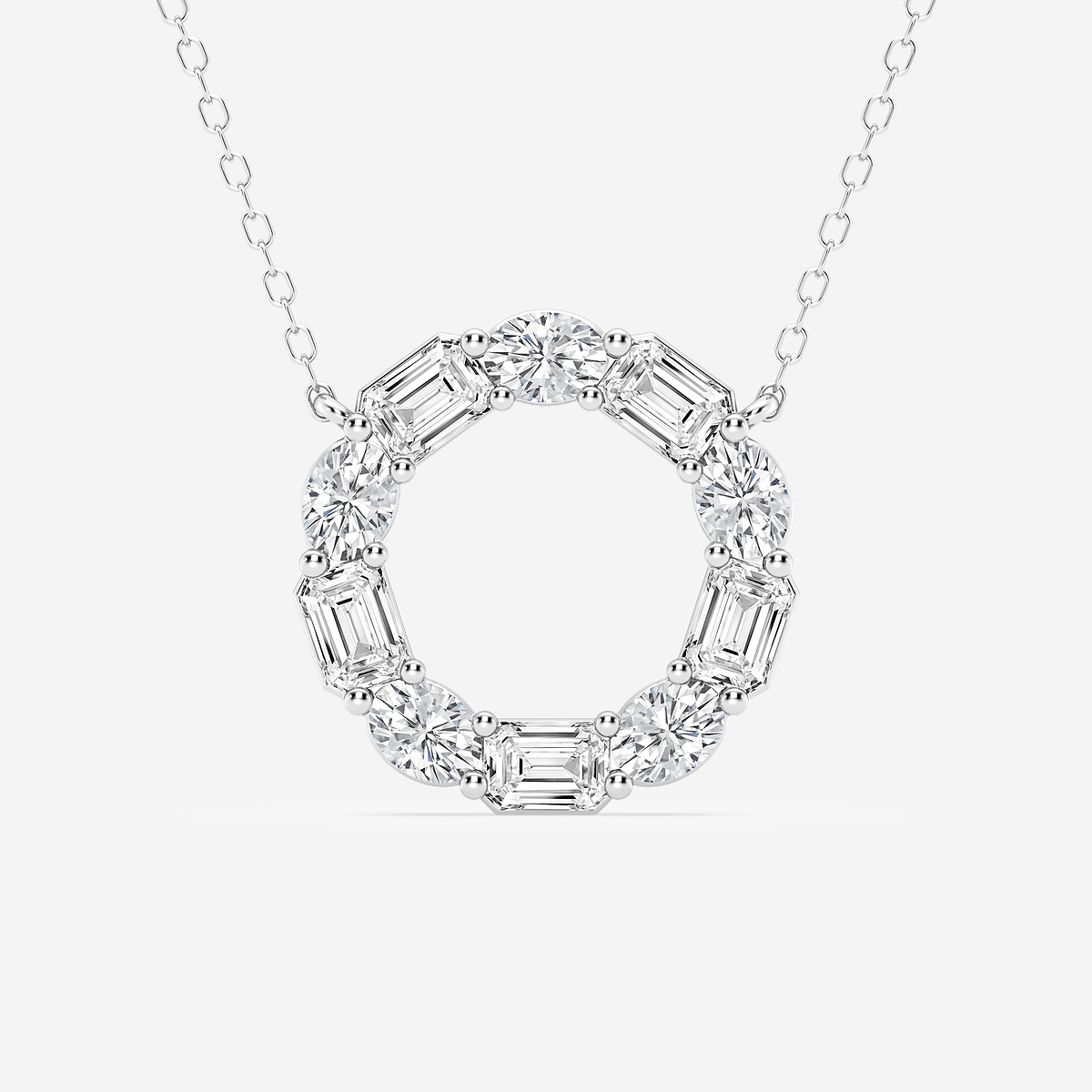 3 ctw Emerald and Oval Lab Grown Diamond Circle Pendant