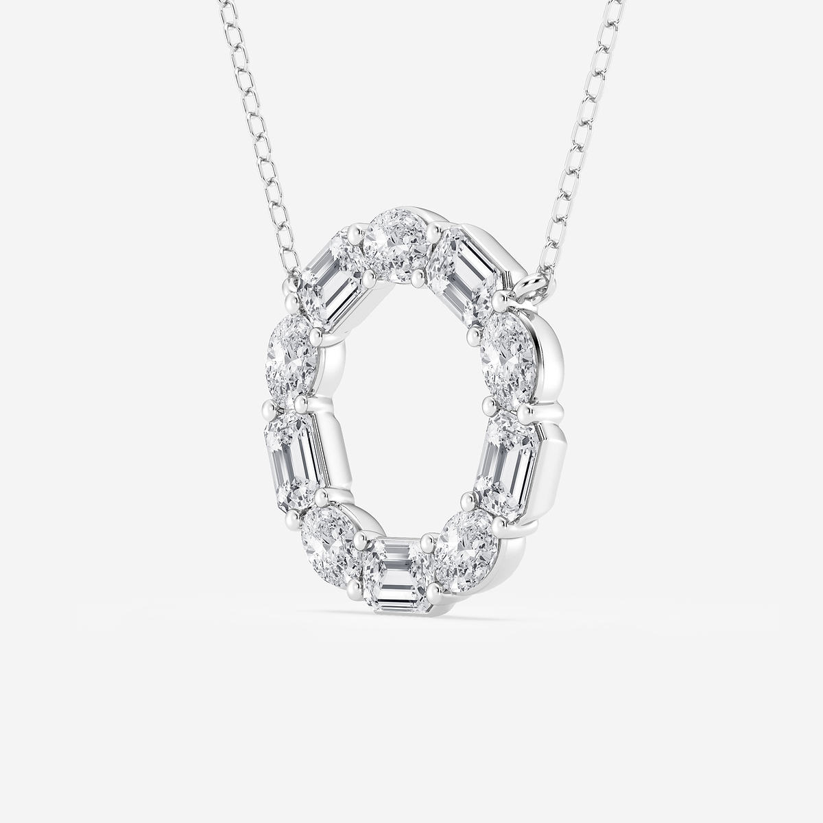 Additional Image 1 for  3 ctw Emerald and Oval Lab Grown Diamond Circle Pendant