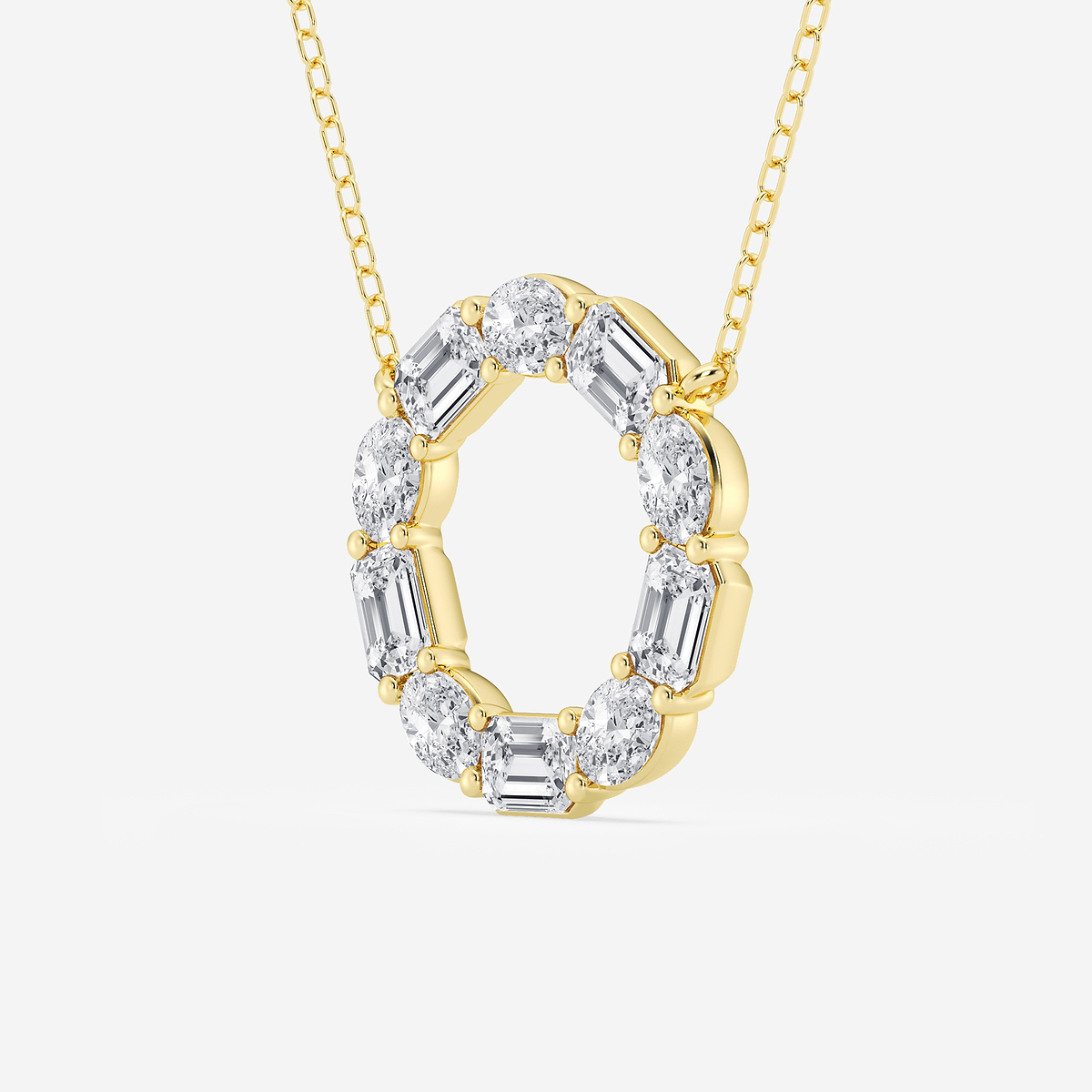 Additional Image 1 for  3 ctw Emerald and Oval Lab Grown Diamond Circle Pendant