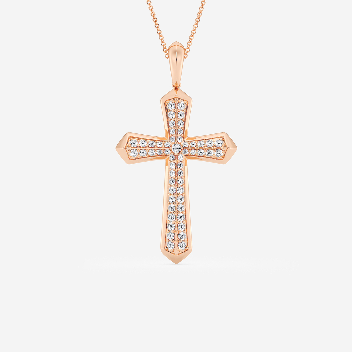 1 ctw Round Lab Grown Diamond Double Row Cross Pendant