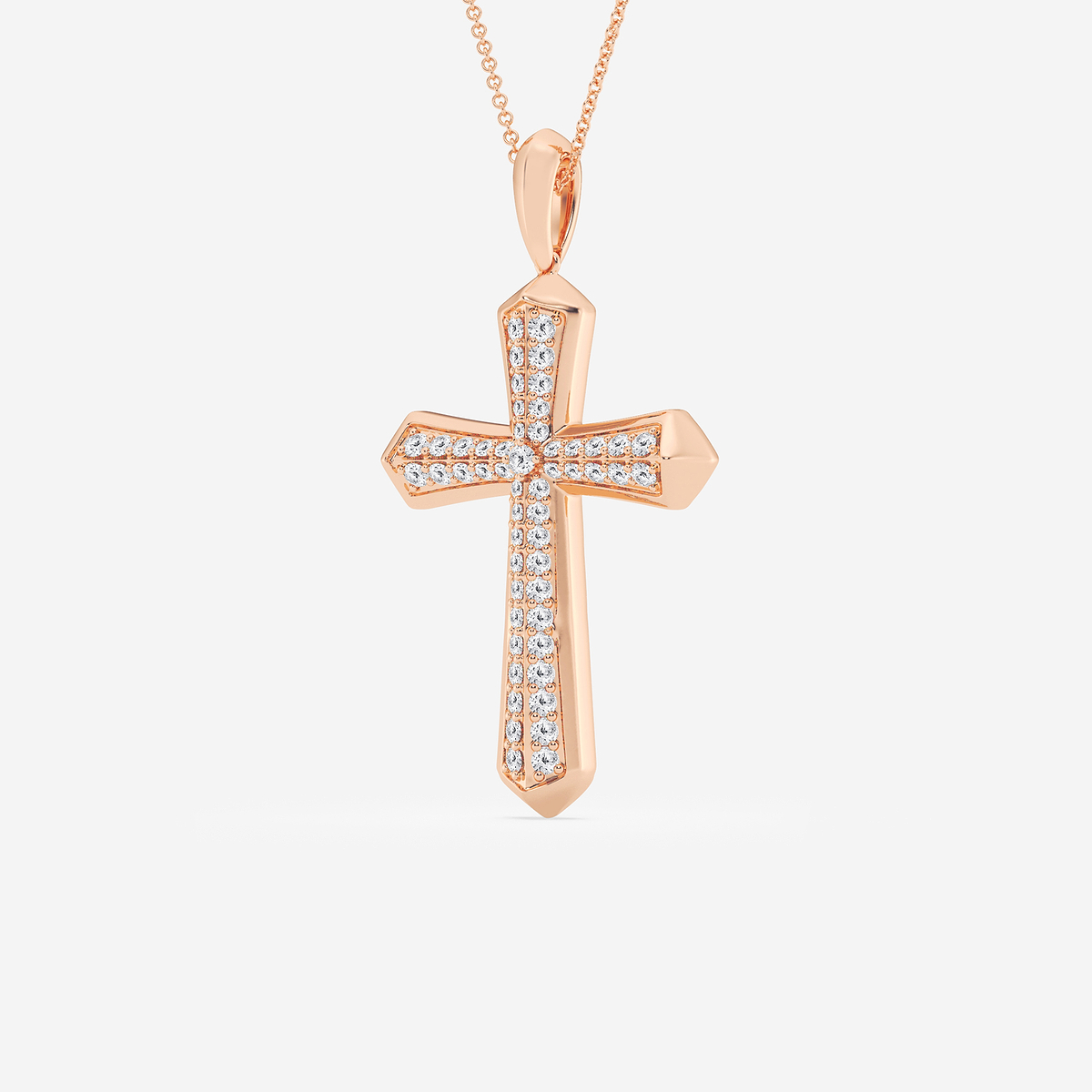 Additional Image 1 for  1 ctw Round Lab Grown Diamond Double Row Cross Pendant