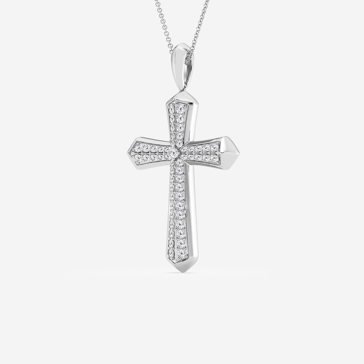 Additional Image 1 for  1 ctw Round Lab Grown Diamond Double Row Cross Pendant