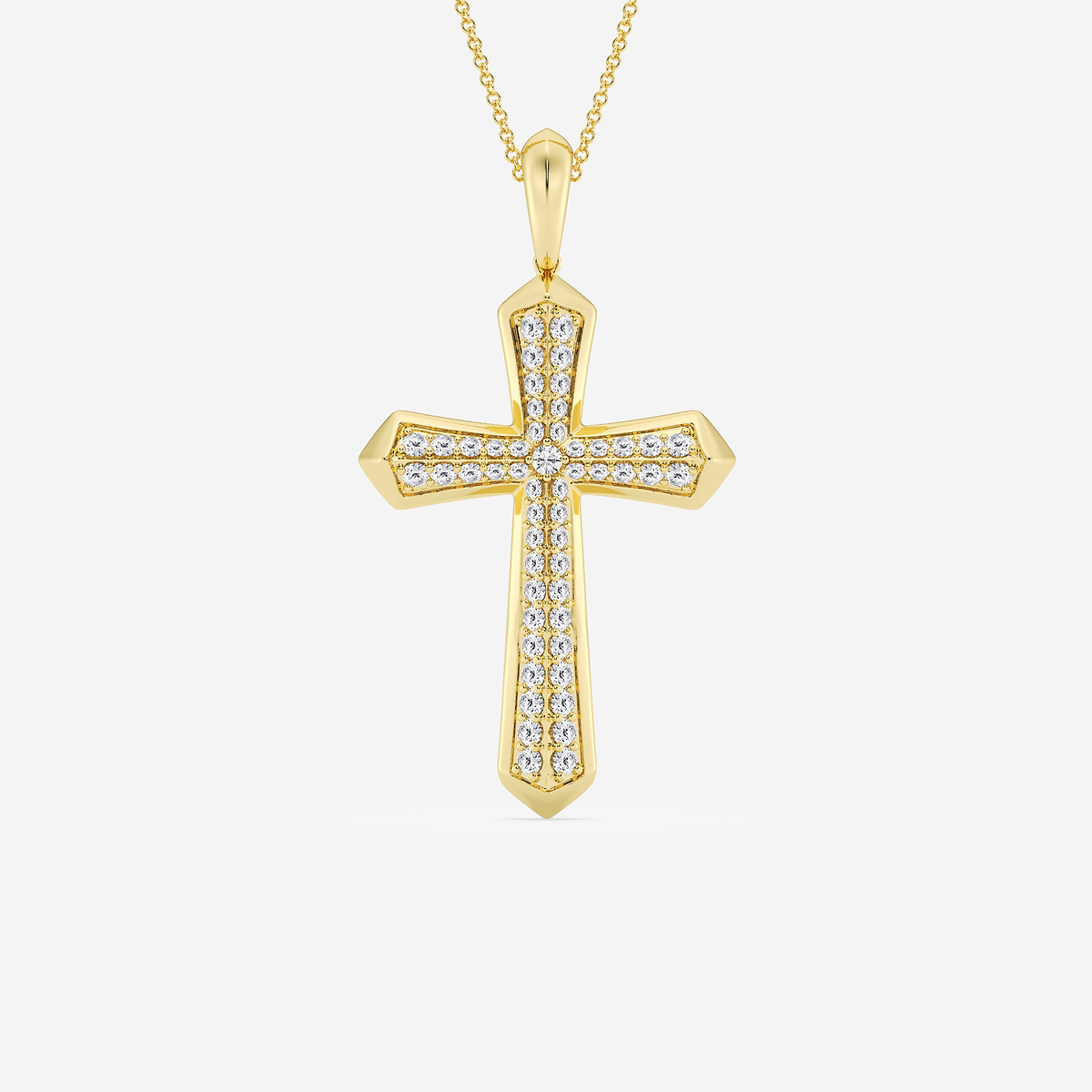 1 ctw Round Lab Grown Diamond Double Row Cross Pendant