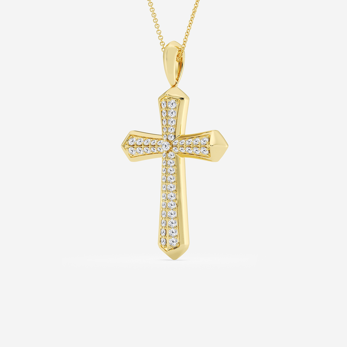 Additional Image 1 for  1 ctw Round Lab Grown Diamond Double Row Cross Pendant