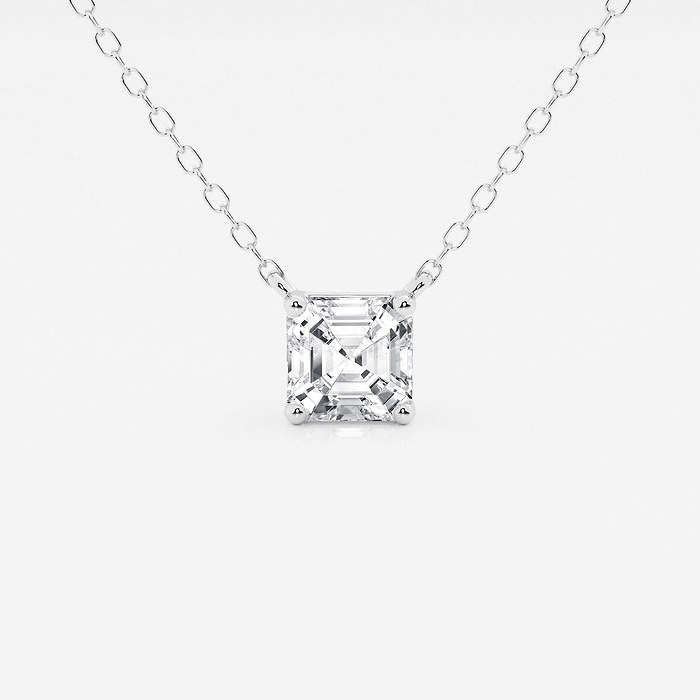 Asscher Pendant - 1 ctw Asscher Lab Grown Diamond Solitaire Pendant