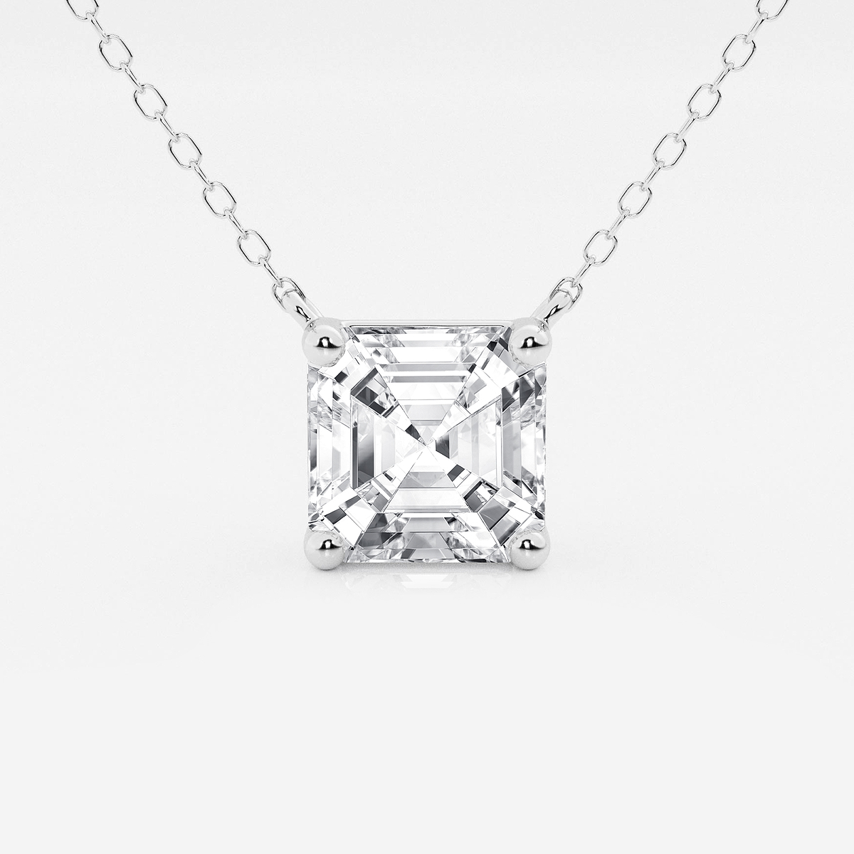 3 ctw Asscher Lab Grown Diamond Solitaire Pendant