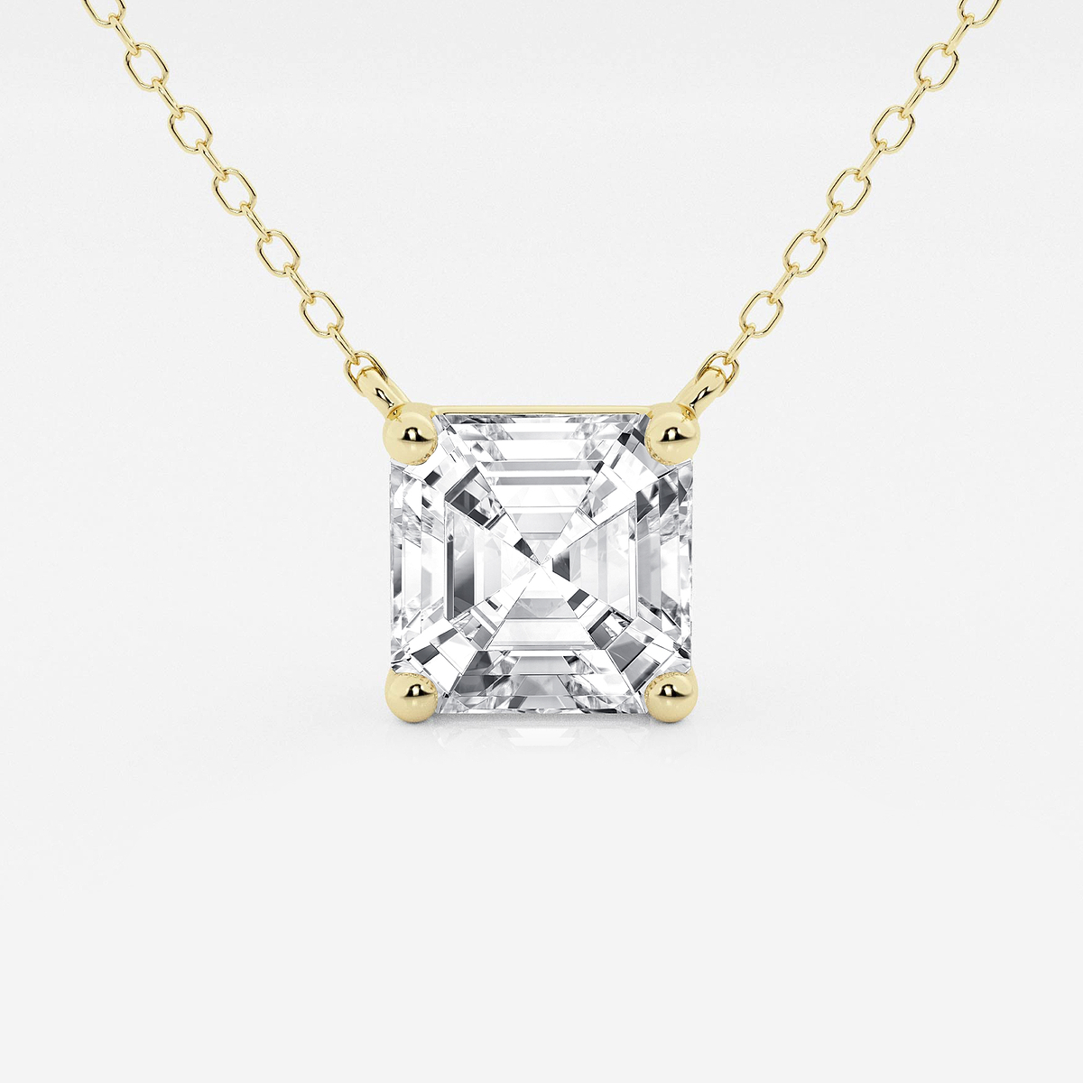 3 ctw Asscher Lab Grown Diamond Solitaire Pendant
