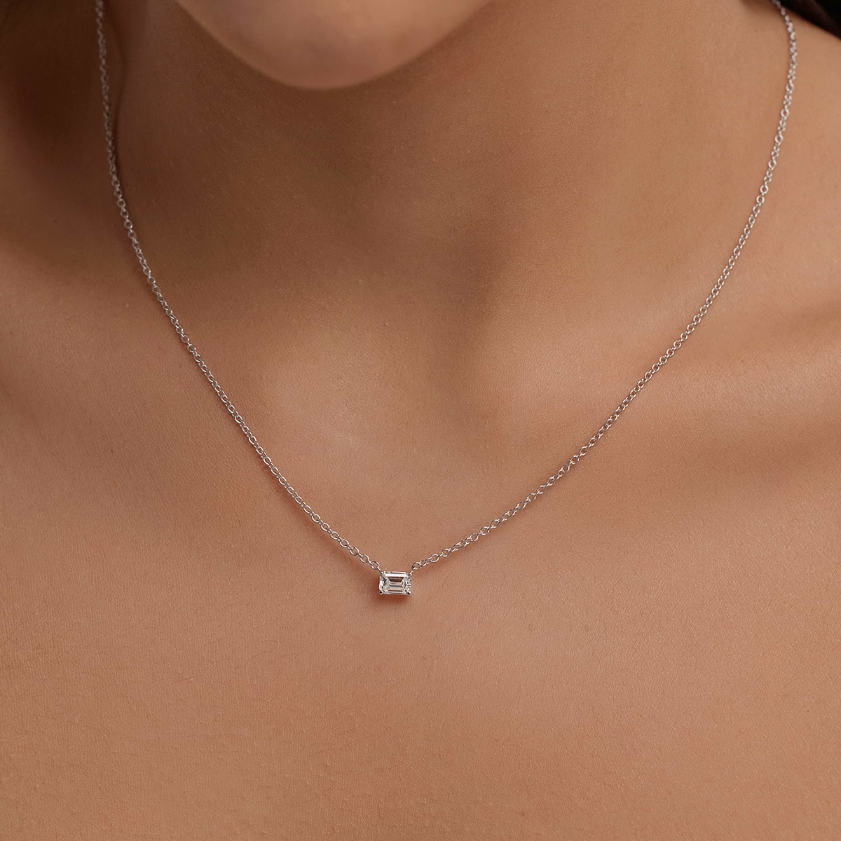 1/2 ctw Emerald Lab Grown Diamond Solitaire Pendant