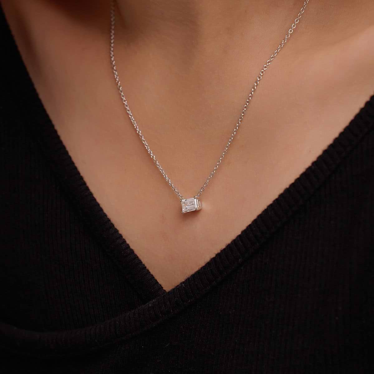 2 ctw Emerald Lab Grown Diamond Solitaire Pendant