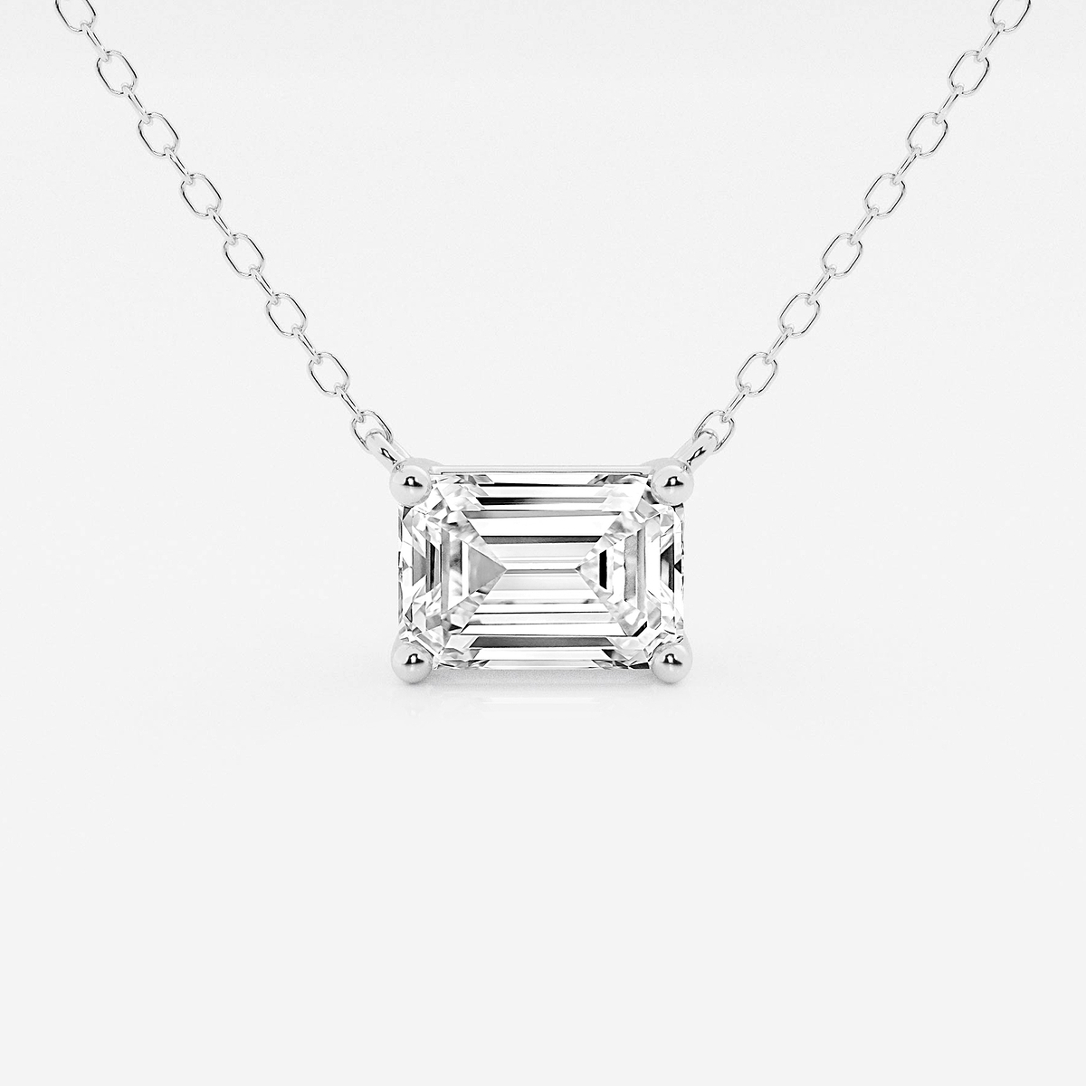 1 1/2 ctw Emerald Lab Grown Diamond Solitaire Pendant
