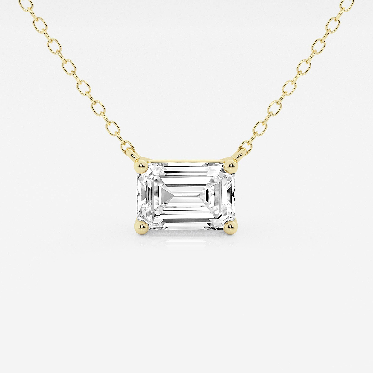 1 1/2 ctw Emerald Lab Grown Diamond Solitaire Pendant