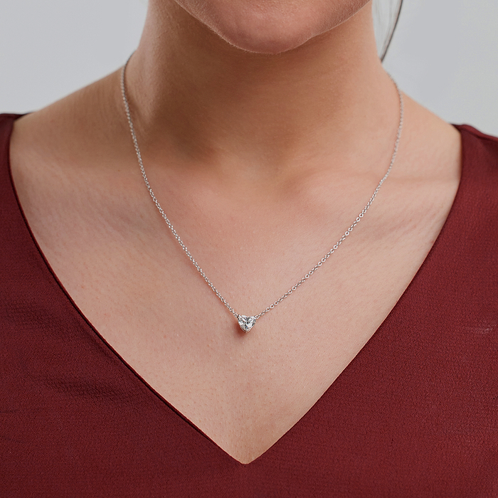 Heart Pendant - 1 ctw Heart Lab Grown Diamond Solitaire Pendant