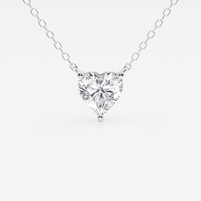 Heart Pendant - 1 ctw Heart Lab Grown Diamond Solitaire Pendant