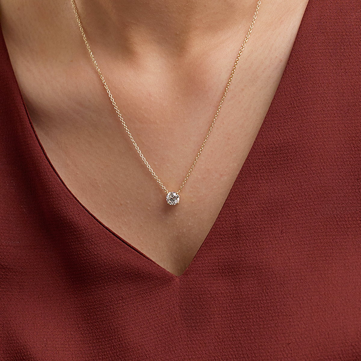1 ctw Round Lab Grown Diamond Solitaire Pendant