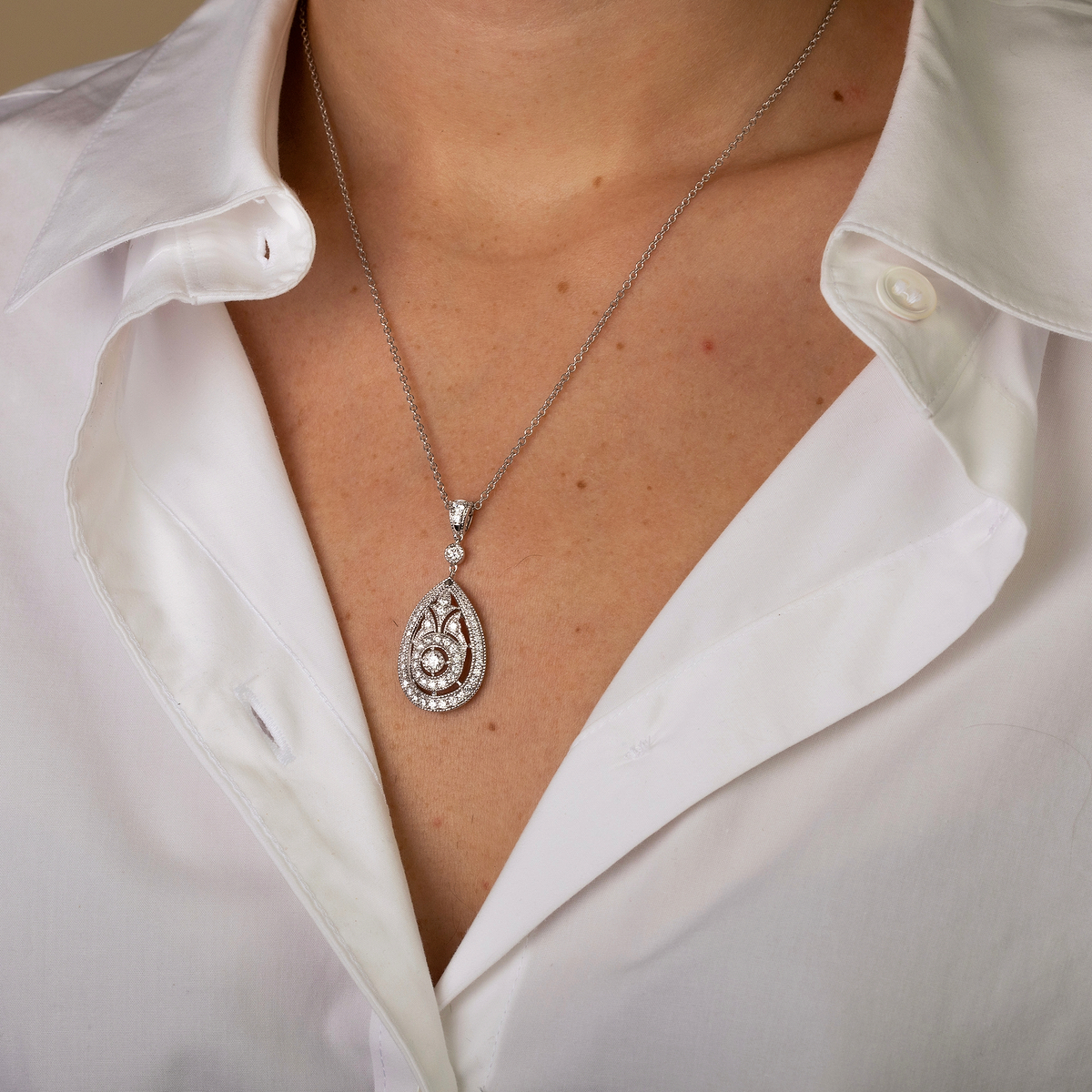 1 ctw Round Lab Grown Diamond Vintage Pendant