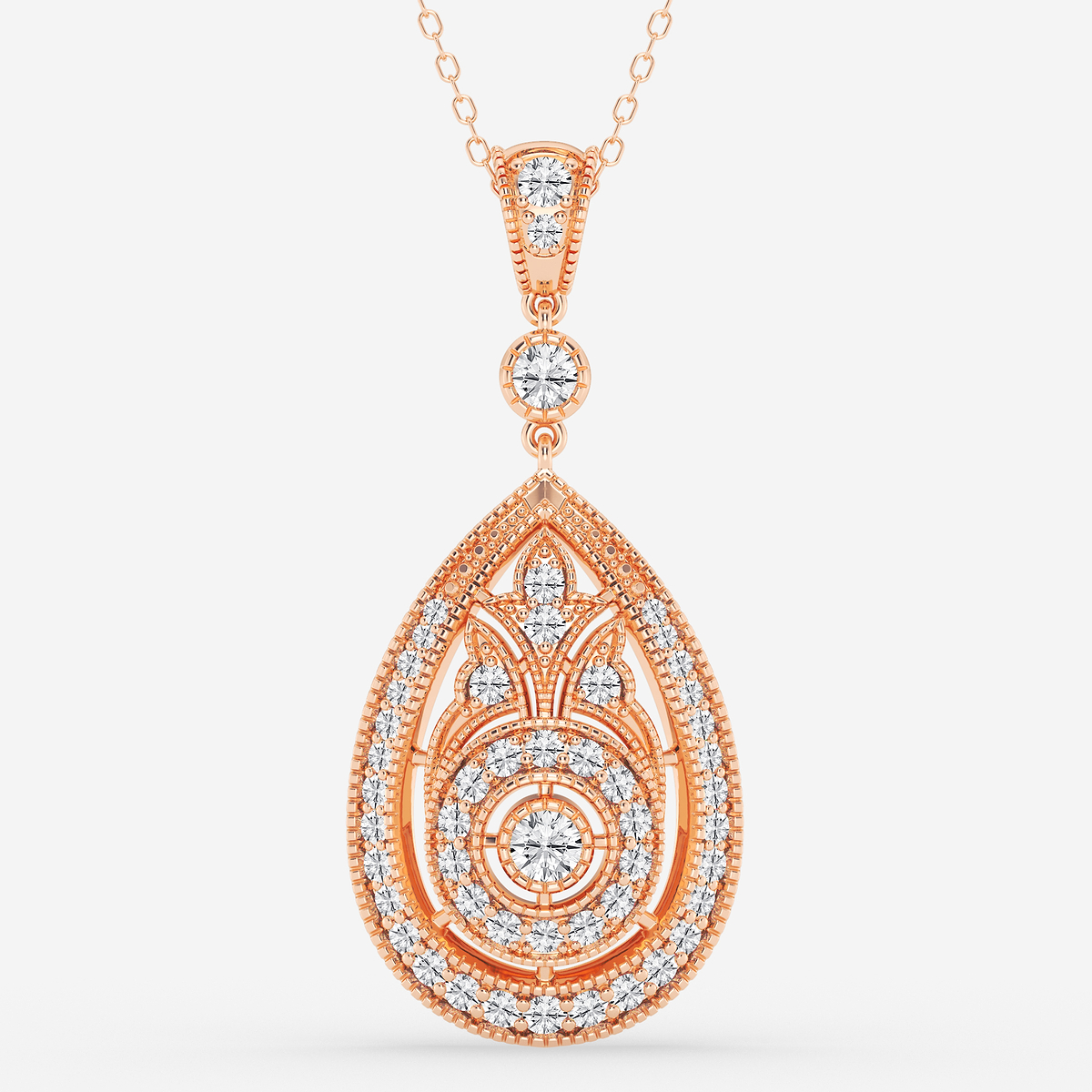 1 ctw Round Lab Grown Diamond Vintage Pendant