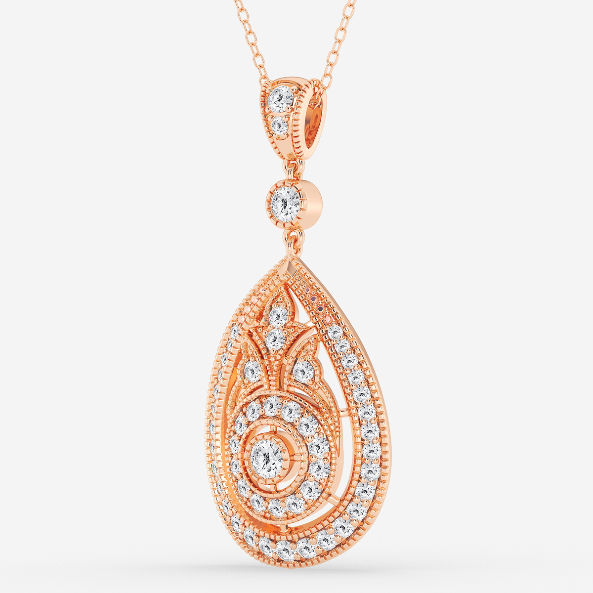 Additional Image 1 for  1 ctw Round Lab Grown Diamond Vintage Pendant