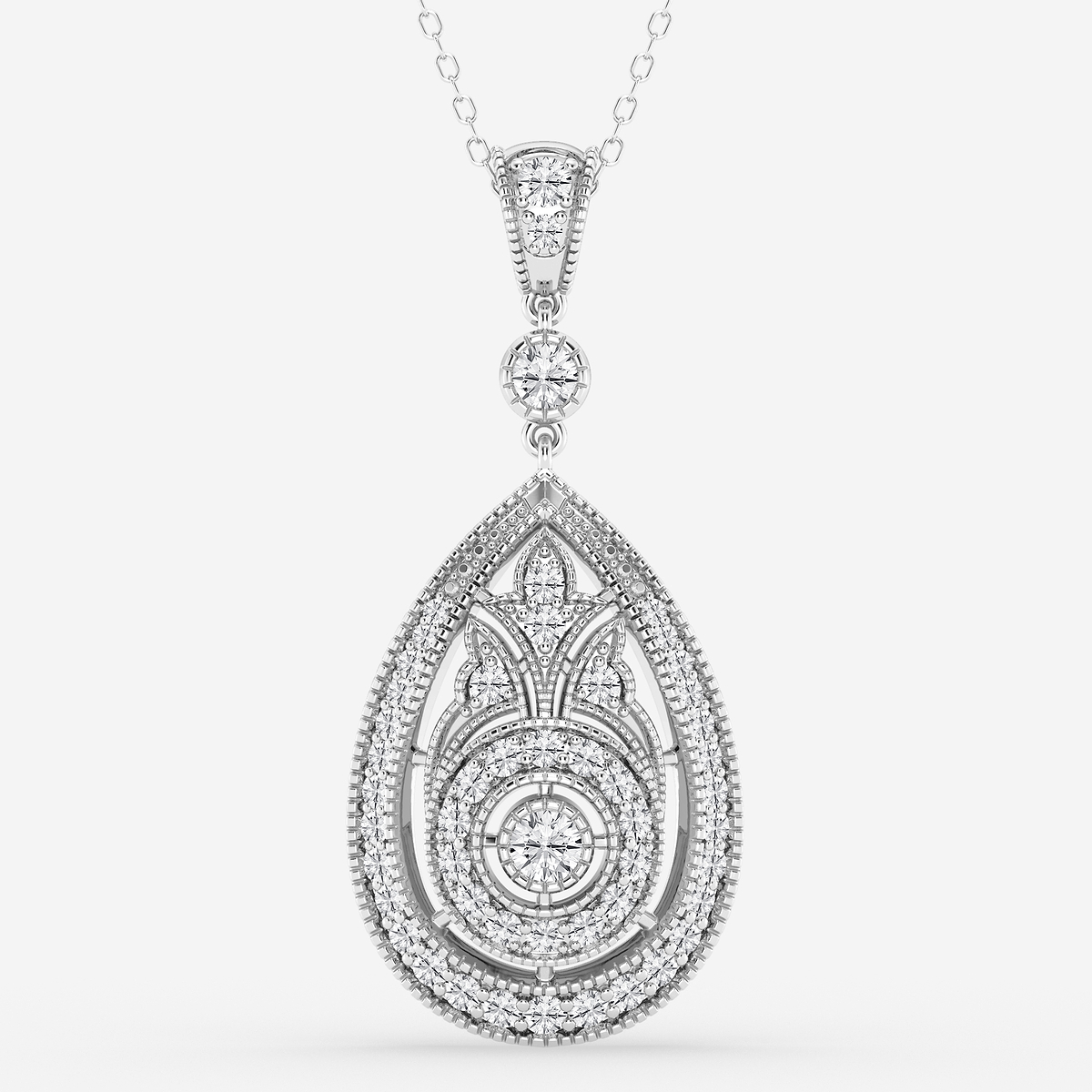 1 ctw Round Lab Grown Diamond Vintage Pendant