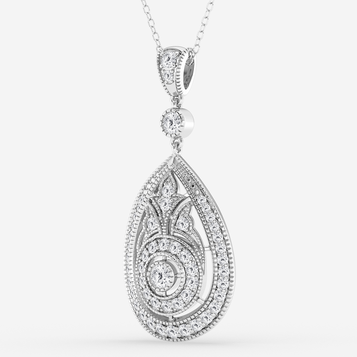Additional Image 1 for  1 ctw Round Lab Grown Diamond Vintage Pendant