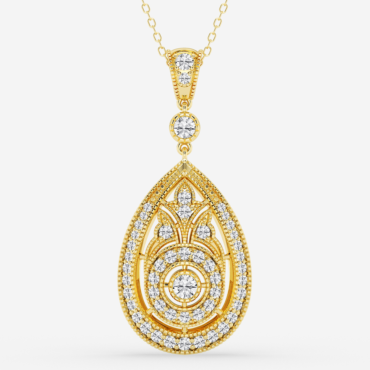 1 ctw Round Lab Grown Diamond Vintage Pendant