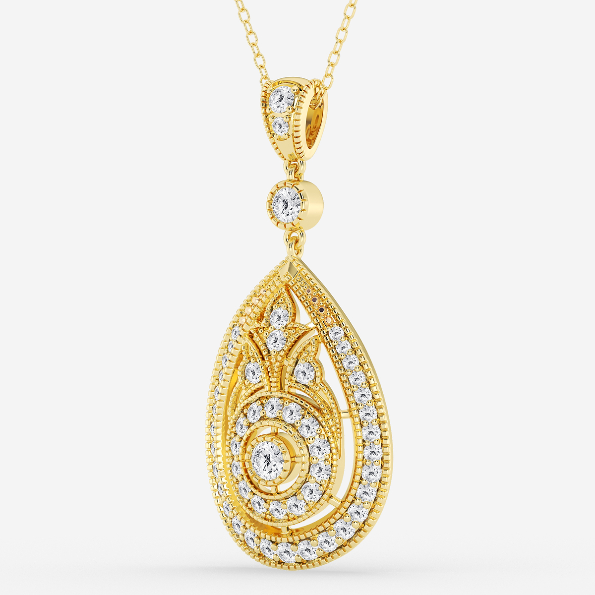 Additional Image 1 for  1 ctw Round Lab Grown Diamond Vintage Pendant
