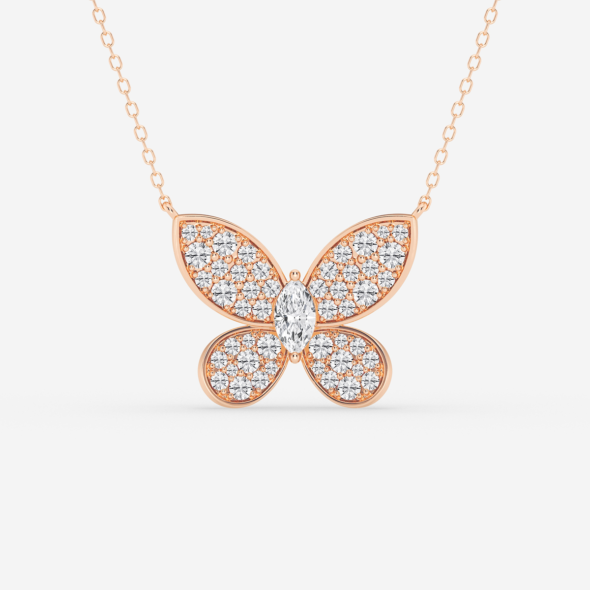 1 ctw Marquise Lab Grown Diamond Petite Pave Butterfly Pendant