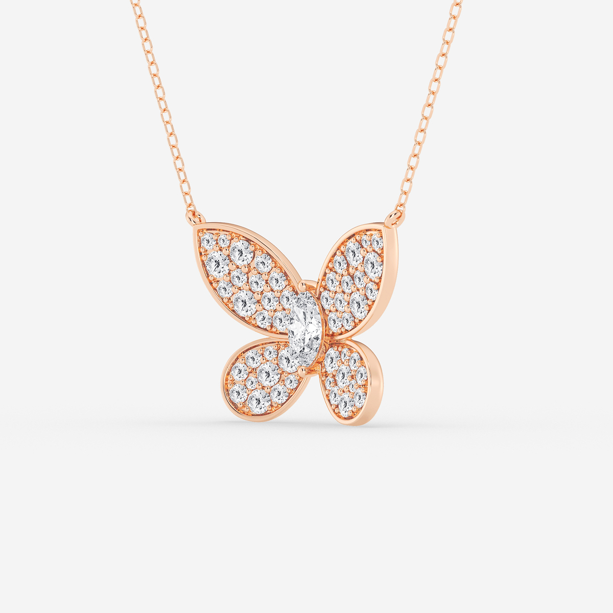 Additional Image 1 for  1 ctw Marquise Lab Grown Diamond Petite Pave Butterfly Pendant