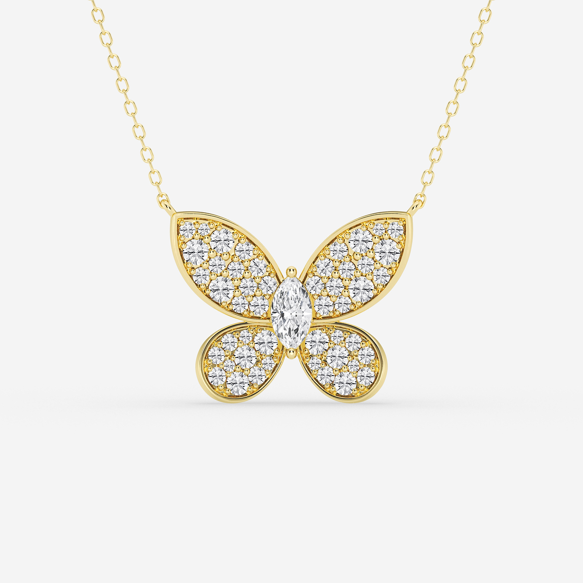 1 ctw Marquise Lab Grown Diamond Petite Pave Butterfly Pendant