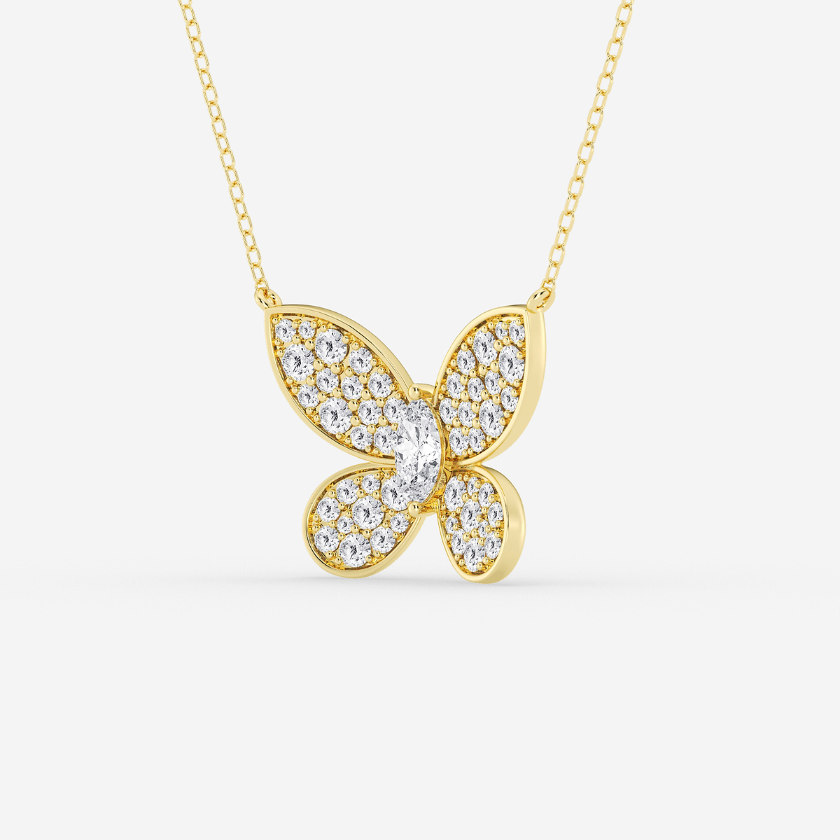Additional Image 1 for  1 ctw Marquise Lab Grown Diamond Petite Pave Butterfly Pendant
