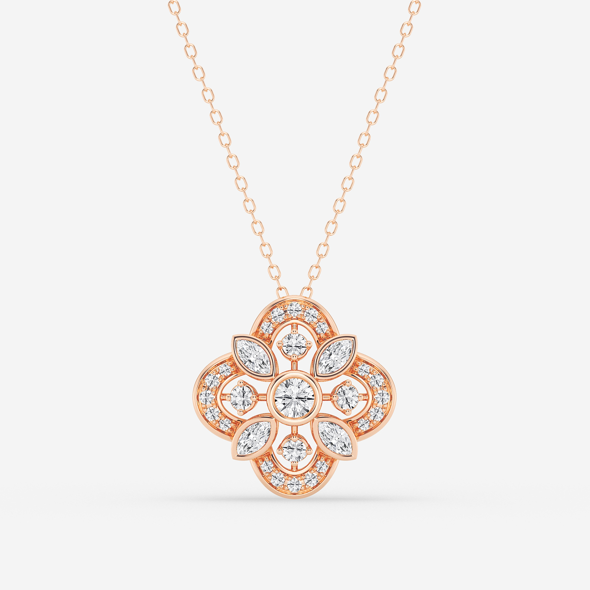 3/4 ctw Round and Marquise Lab Grown Diamond Vintage Pendant