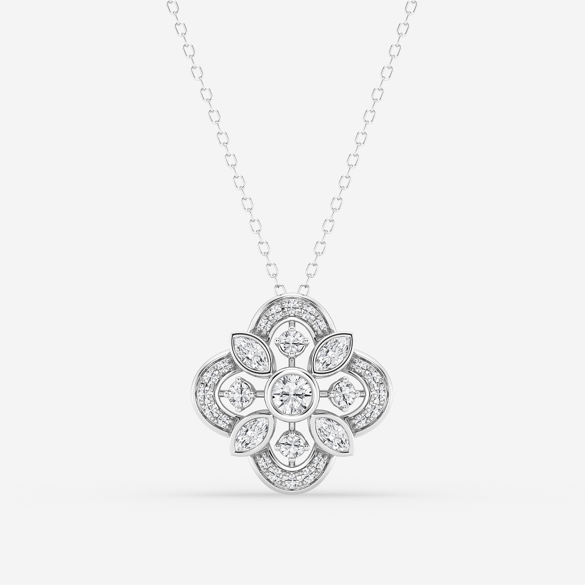 3/4 ctw Round and Marquise Lab Grown Diamond Vintage Pendant