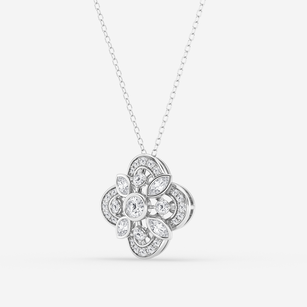 Additional Image 1 for  3/4 ctw Round and Marquise Lab Grown Diamond Vintage Pendant