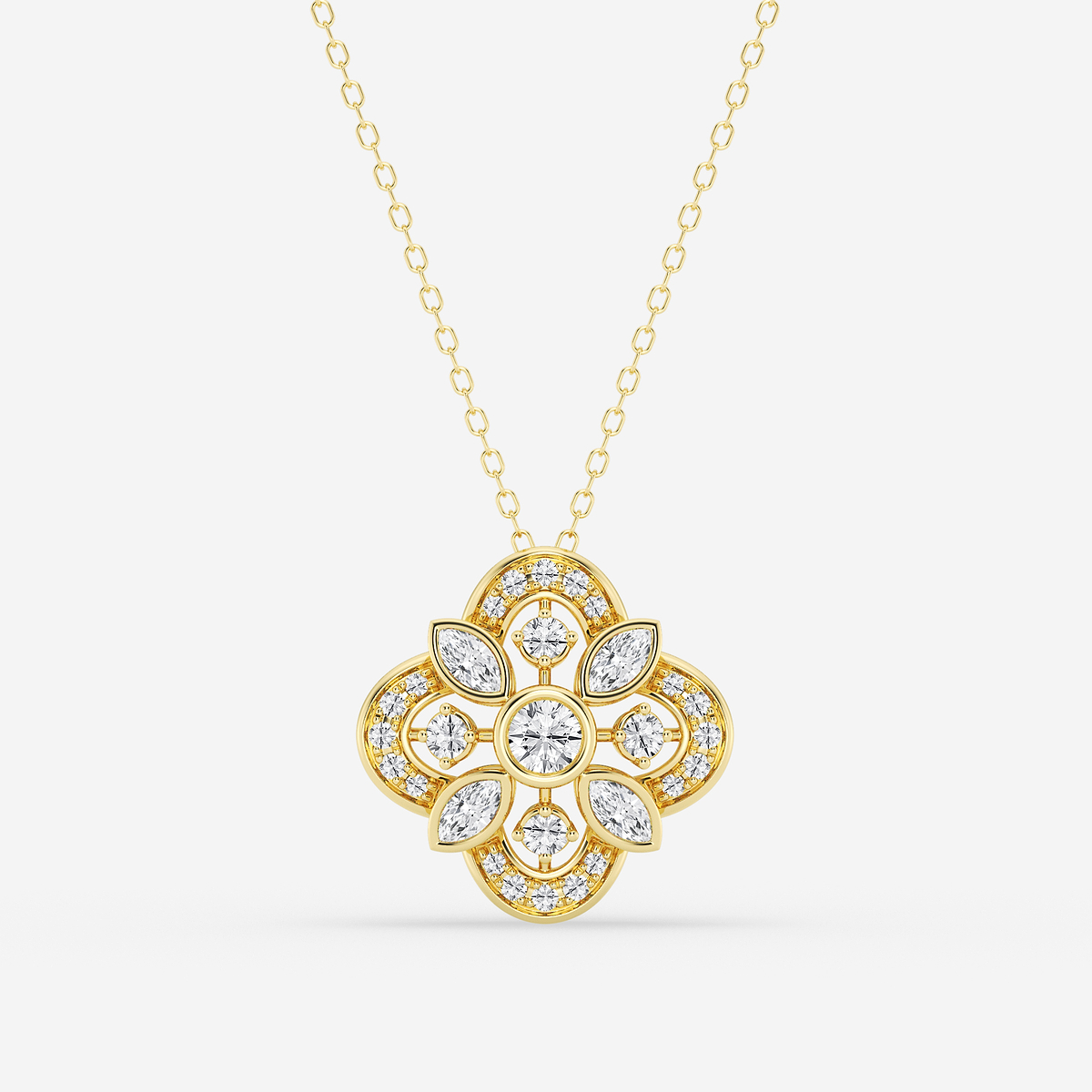 3/4 ctw Round and Marquise Lab Grown Diamond Vintage Pendant