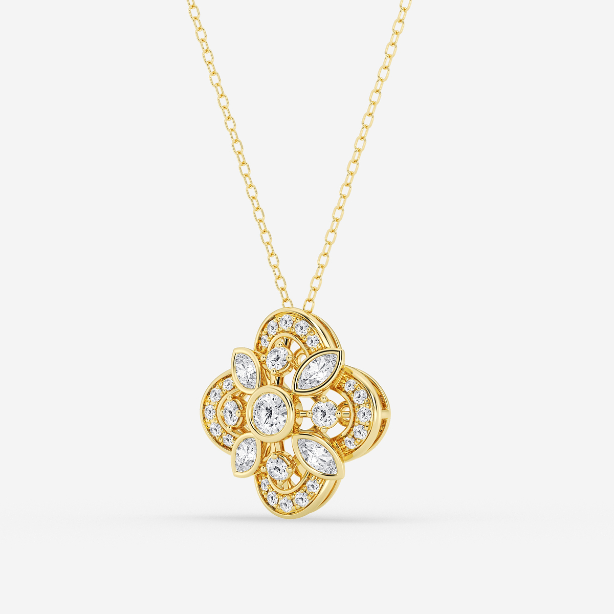 Additional Image 1 for  3/4 ctw Round and Marquise Lab Grown Diamond Vintage Pendant