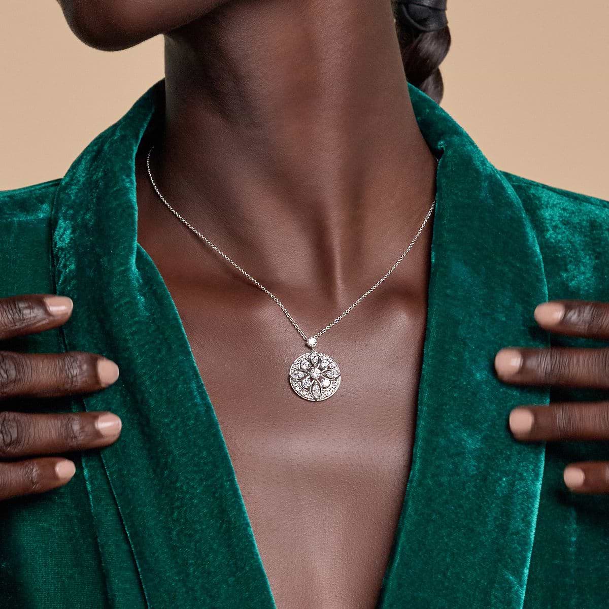 2 ctw Round and Marquise Lab Grown Diamond Vintage Fashion Pendant