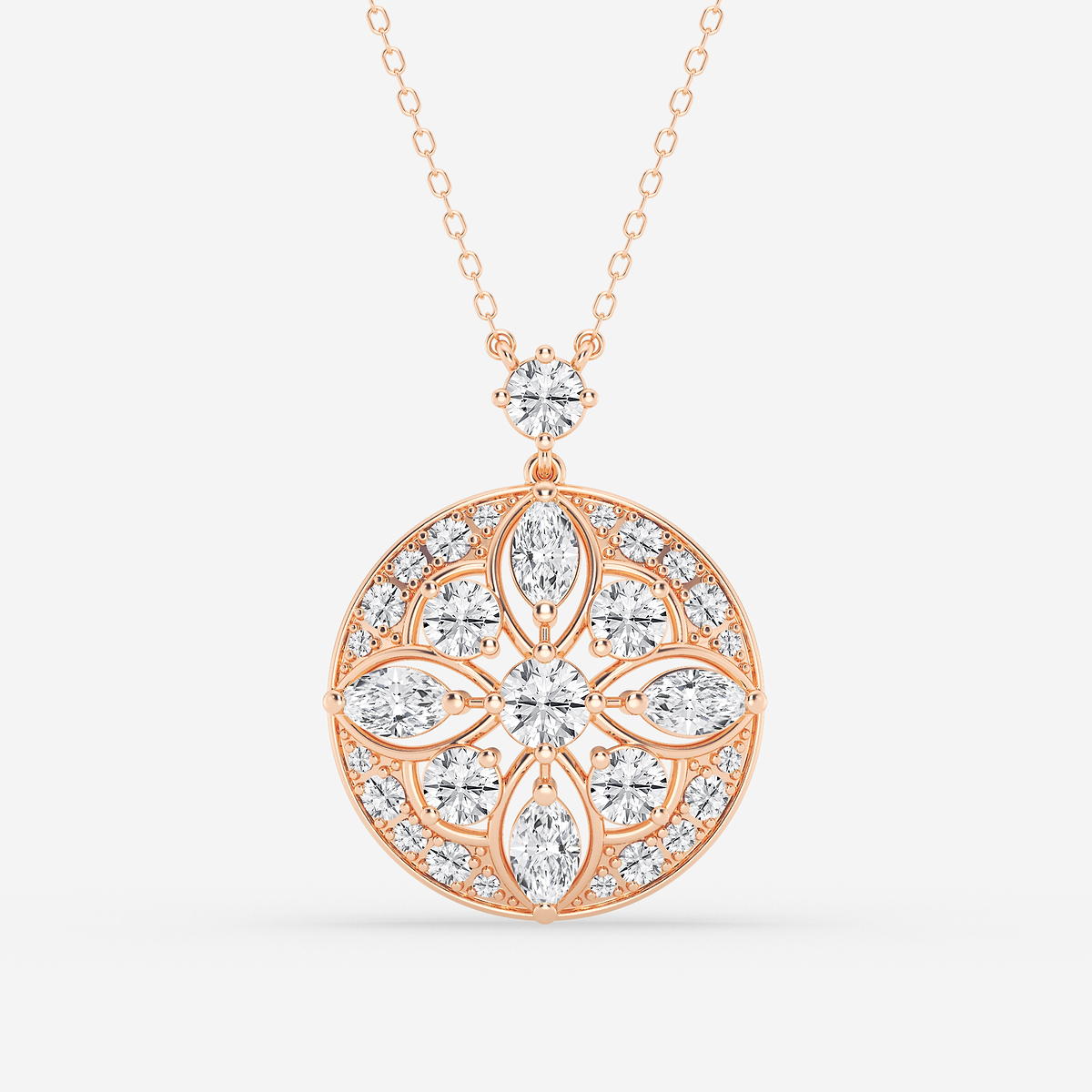 2 ctw Round and Marquise Lab Grown Diamond Vintage Pendant
