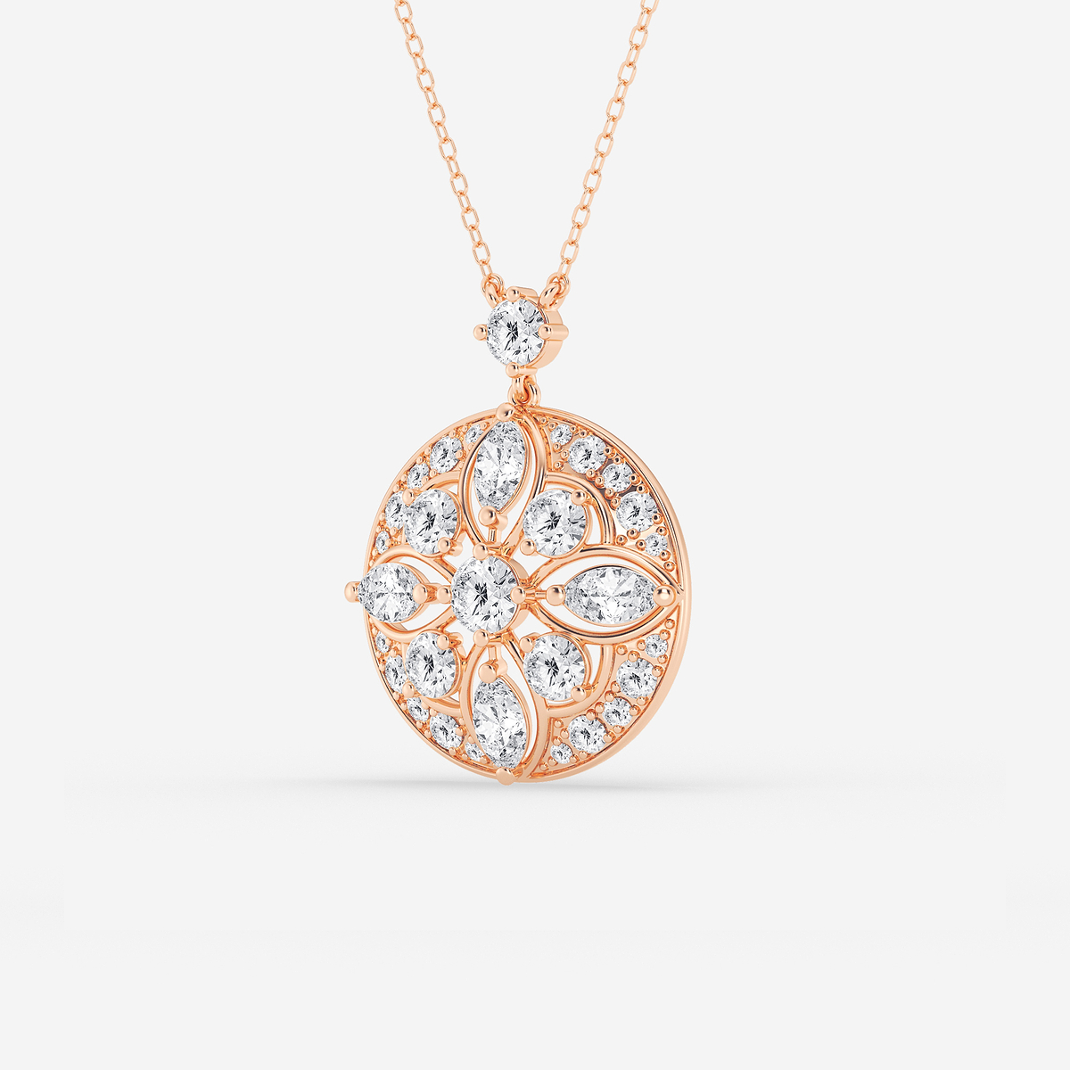 Additional Image 1 for  2 ctw Round and Marquise Lab Grown Diamond Vintage Pendant