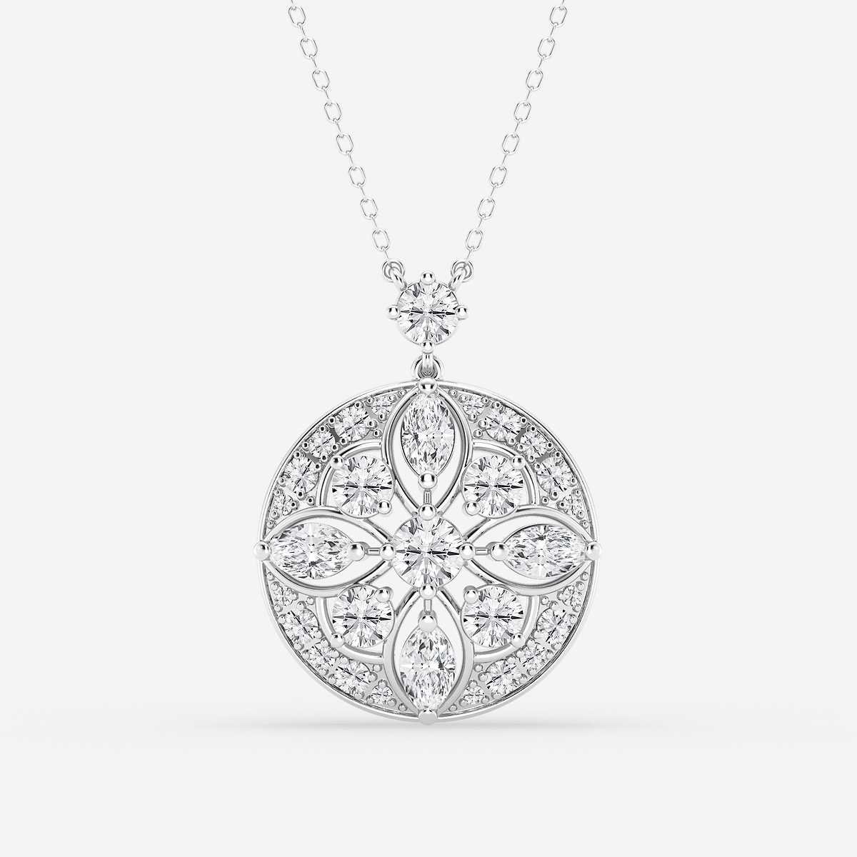 2 ctw Round and Marquise Lab Grown Diamond Vintage Pendant