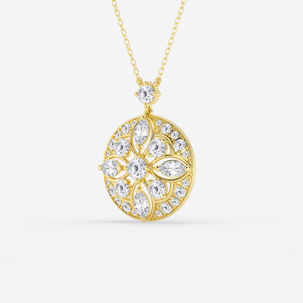 Additional Image 1 for  2 ctw Round and Marquise Lab Grown Diamond Vintage Pendant
