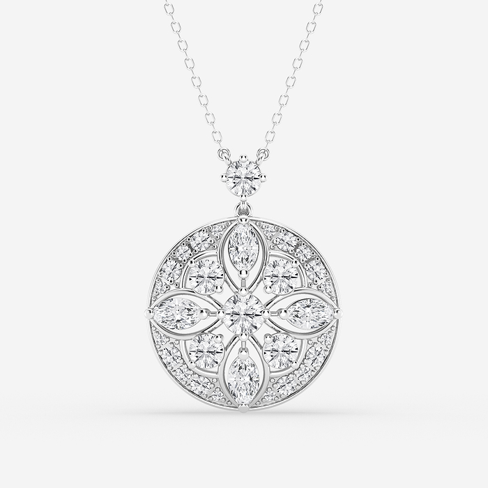 Ciondolo bussola True North in oro massiccio 14k e diamanti, (14K-DP-144) - Italia