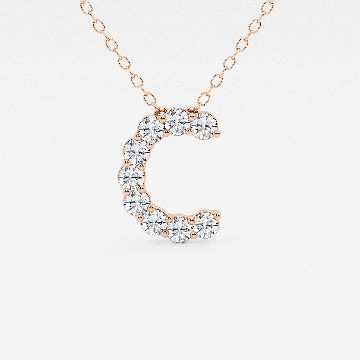 2/5 ctw Round Lab Grown Diamond Initial C Personalized Pendant