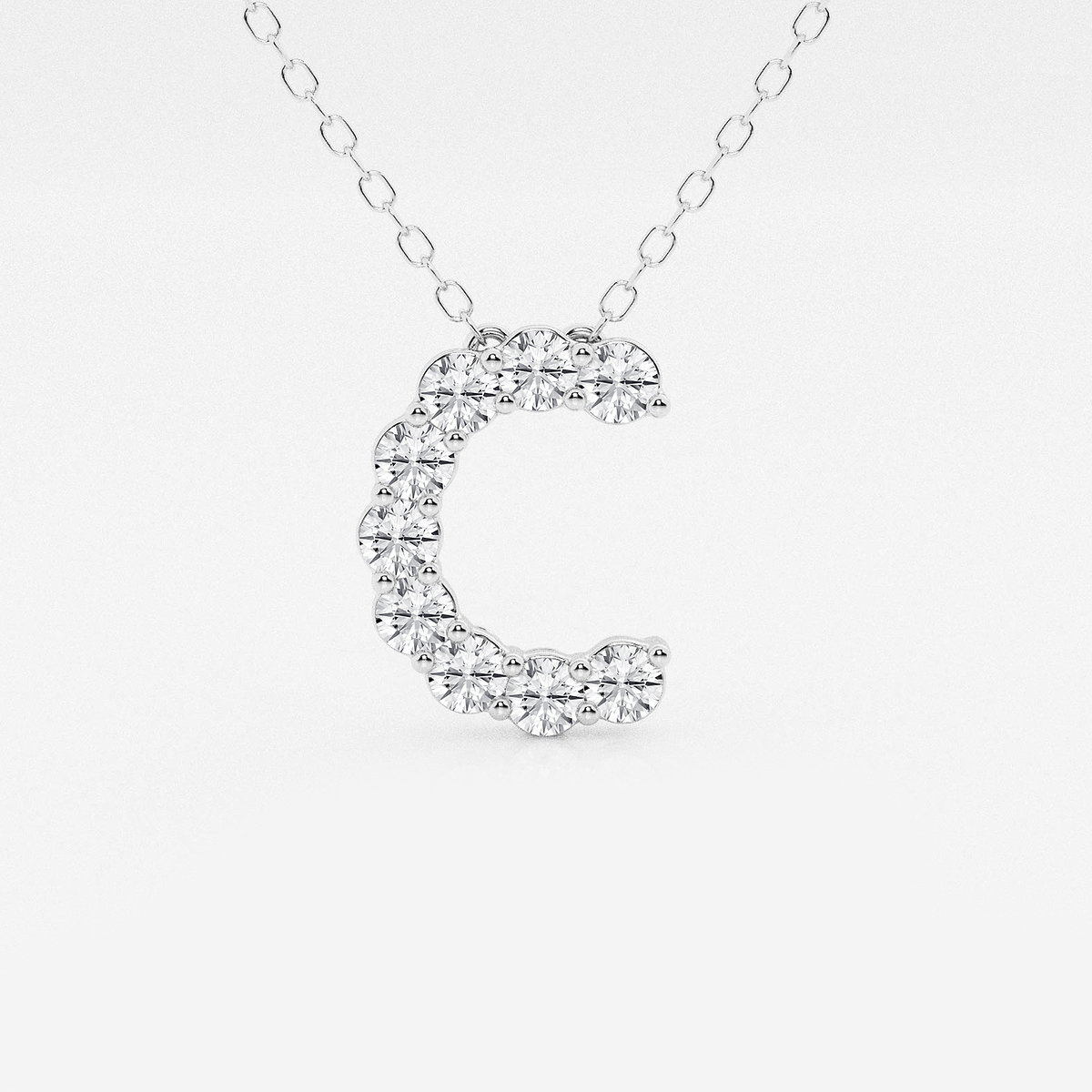 2/5 ctw Round Lab Grown Diamond Initial C Personalized Pendant