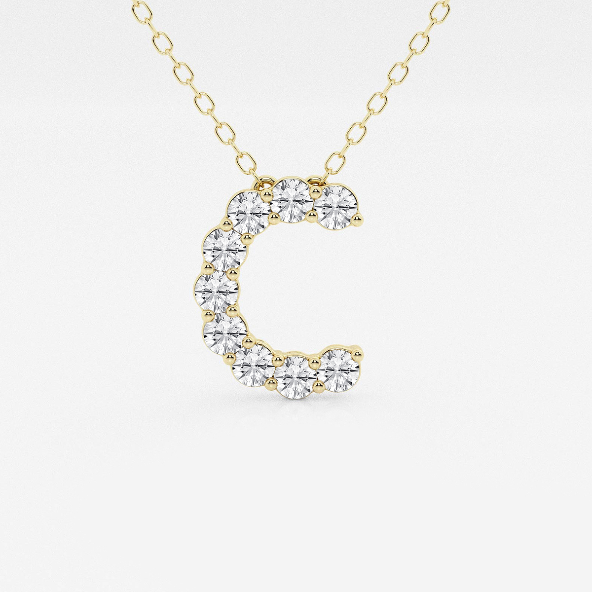 2/5 ctw Round Lab Grown Diamond Initial C Personalized Pendant