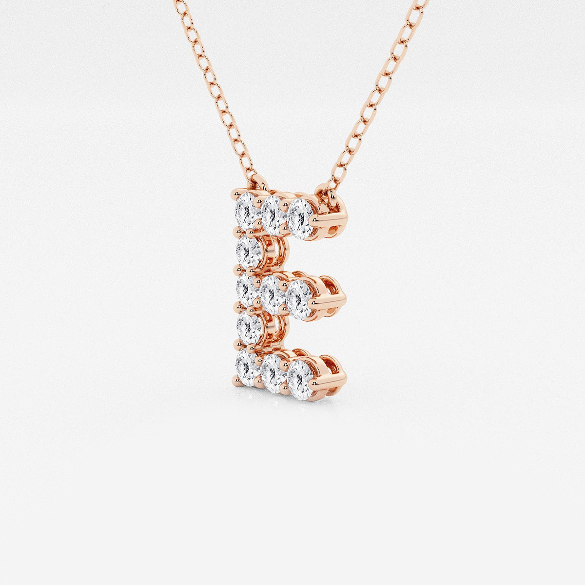 Additional Image 1 for  2/5 ctw Round Lab Grown Diamond Initial E Personalized Pendant