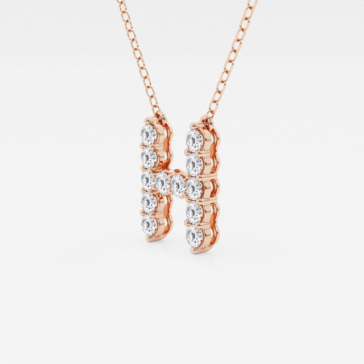 Additional Image 1 for  2/5 ctw Round Lab Grown Diamond Initial H Personalized Pendant