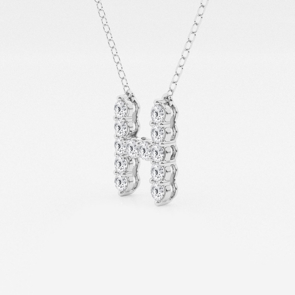 Additional Image 1 for  2/5 ctw Round Lab Grown Diamond Initial H Personalized Pendant